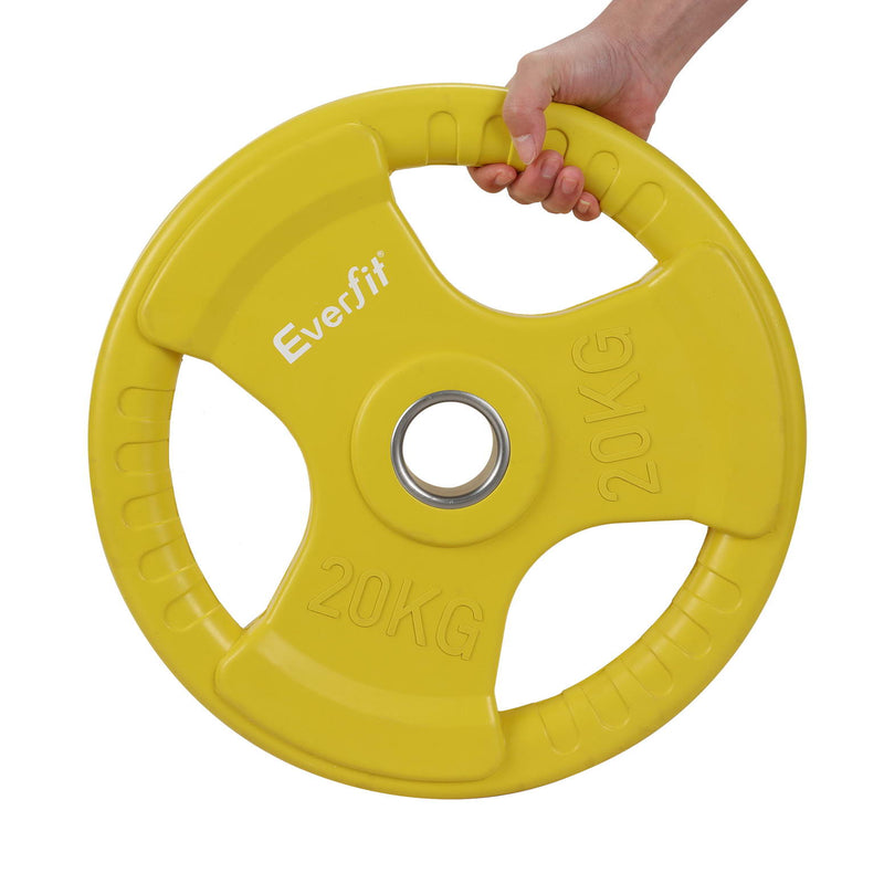 Everfit Weight Plates Olympic 20kg Dumbbell Barbell Plate Weight Lifting Home Gym Yellow