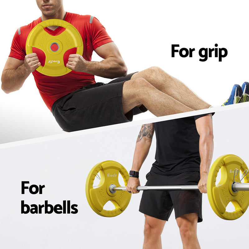 Everfit Weight Plates Olympic 20kg Dumbbell Barbell Plate Weight Lifting Home Gym Yellow