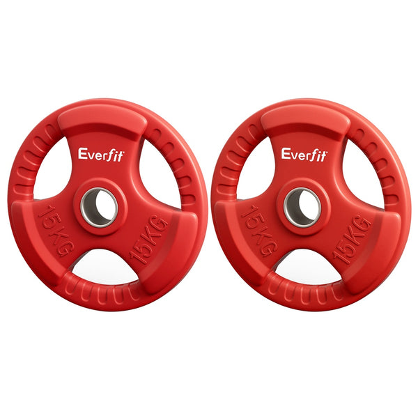 Everfit Weight Plates Olympic 15kgx2 Dumbbell Barbell Plate Weight Lifting Home Gym Red