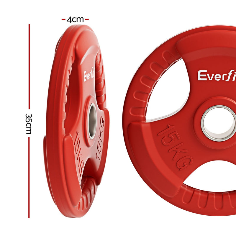 Everfit Weight Plates Olympic 15kgx2 Dumbbell Barbell Plate Weight Lifting Home Gym Red