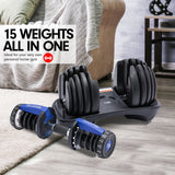 Powertrain 24KG Adjustable Home Gym Dumbbell - Blue