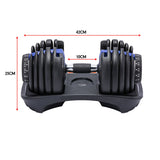 Powertrain 24KG Adjustable Home Gym Dumbbell - Blue