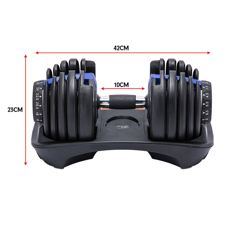 Powertrain 24KG Adjustable Home Gym Dumbbell - Blue