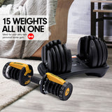 Powertrain 24KG  Adjustable Home Gym Dumbbell - Gold