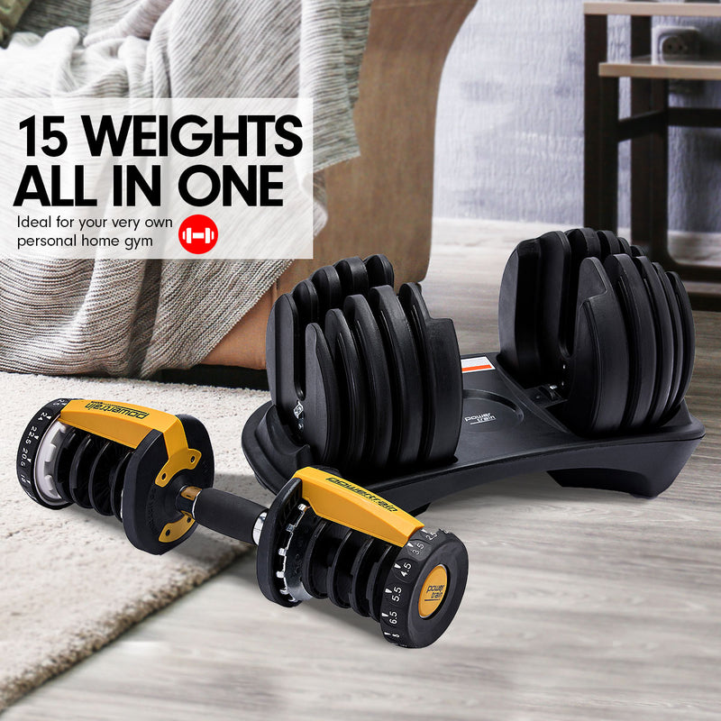 Powertrain 24KG  Adjustable Home Gym Dumbbell - Gold