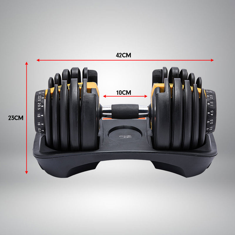 Powertrain 24KG  Adjustable Home Gym Dumbbell - Gold