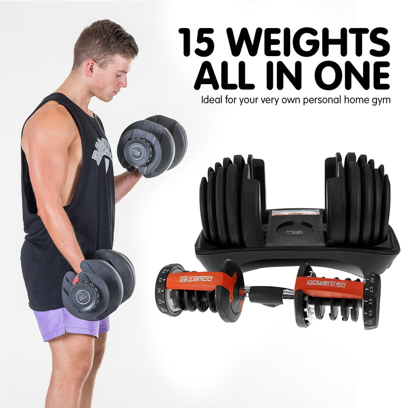 Powertrain 48k Adjustable Dumbbell Home Gym Set