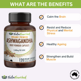 Organic Ashwagandha Capsules (vegan)- Withania Somnifera - 120 Vegan Capsules