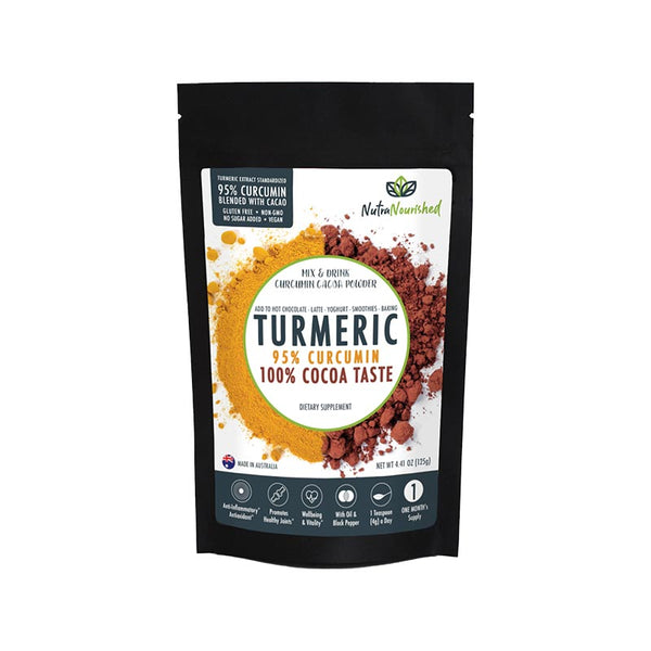 95% Organic Curcumin Extract Cocoa Flavour - Turmeric Powder With Black Pepper - Organic and with Black Pepper, 125g