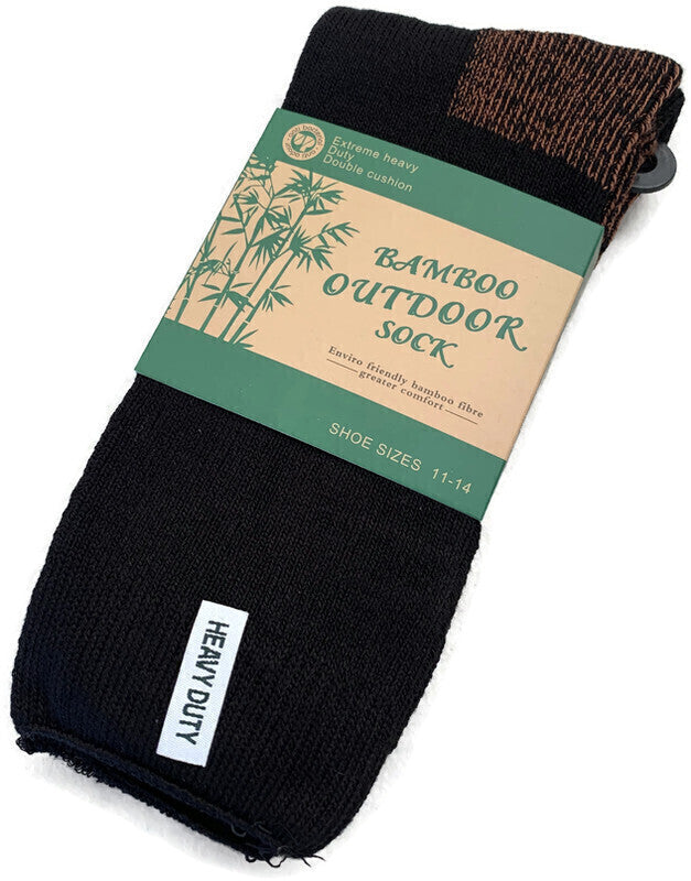 1 Pair BAMBOO OUTDOOR SOCKS Mens Heavy Duty Thick Work Socks Cushion - 11-14