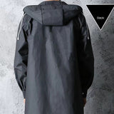 Stylish Black Trench Raincoat - Extra Long, Hooded, for Hiking & Fishing