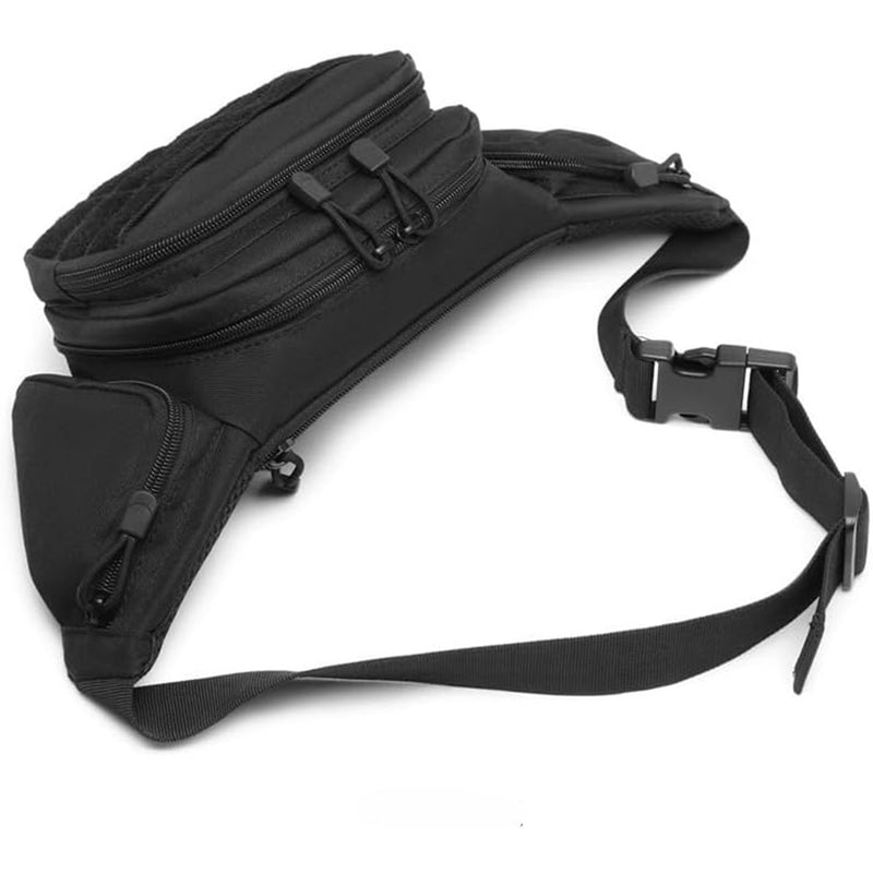 Black Rugged Tactical Waist Pack - MOLLE Outdoor Fanny Bag for Hiking Cycling & Travel