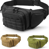Black Rugged Tactical Waist Pack - MOLLE Outdoor Fanny Bag for Hiking Cycling & Travel