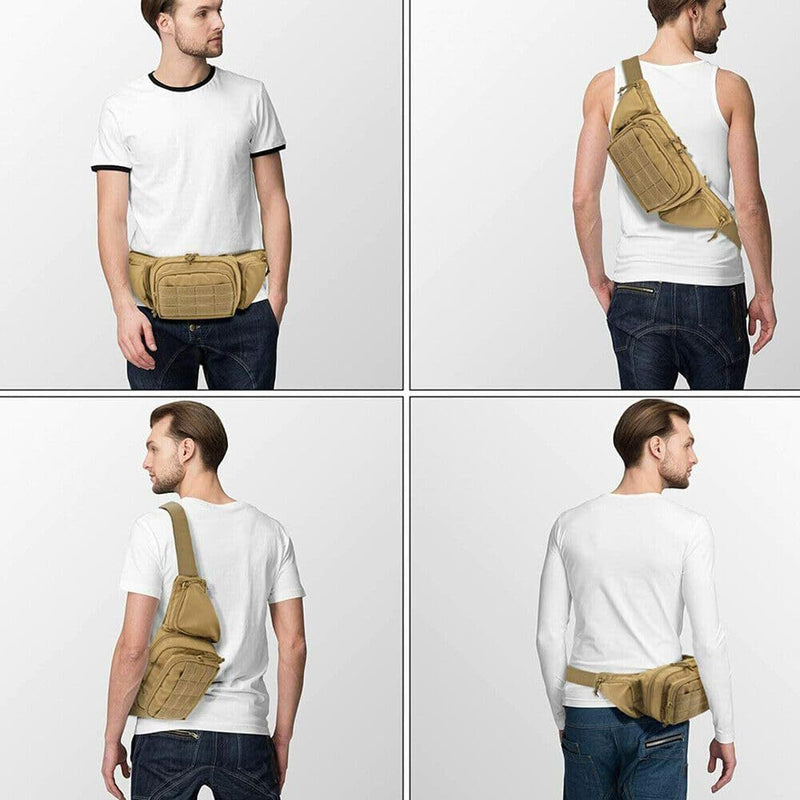 Green Rugged Tactical Waist Pack - MOLLE Outdoor Fanny Bag for Hiking Cycling & Travel