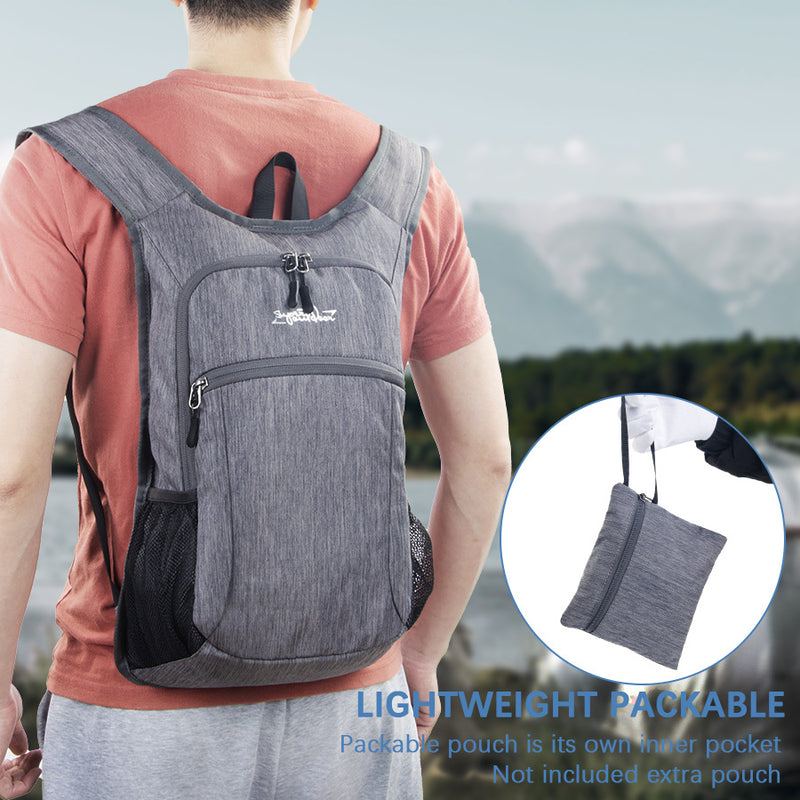 Grey Ultra Lightweight Packable Backpack - Foldable Daypack for Hiking & Travel